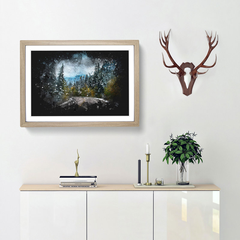 Winter Forest Road - Picture Frame Graphic Art Print, Oak Framed, 62cm H x 87cm W x 2cm D