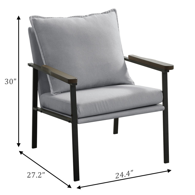 Fauteuil à coussin bas de 24,4 po Bendina, Mélange de polyester gris