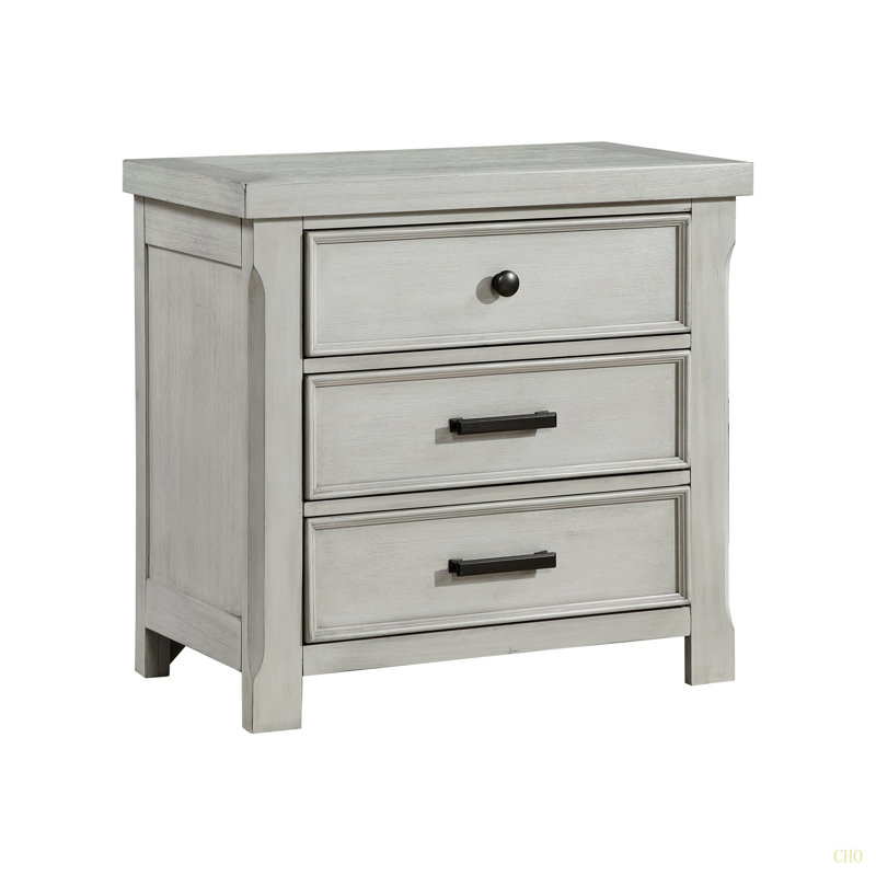 Table de chevet 1 pièce avec 3 tiroirs de rangement pour meubles de chambre à coucher en bois de style campagnard