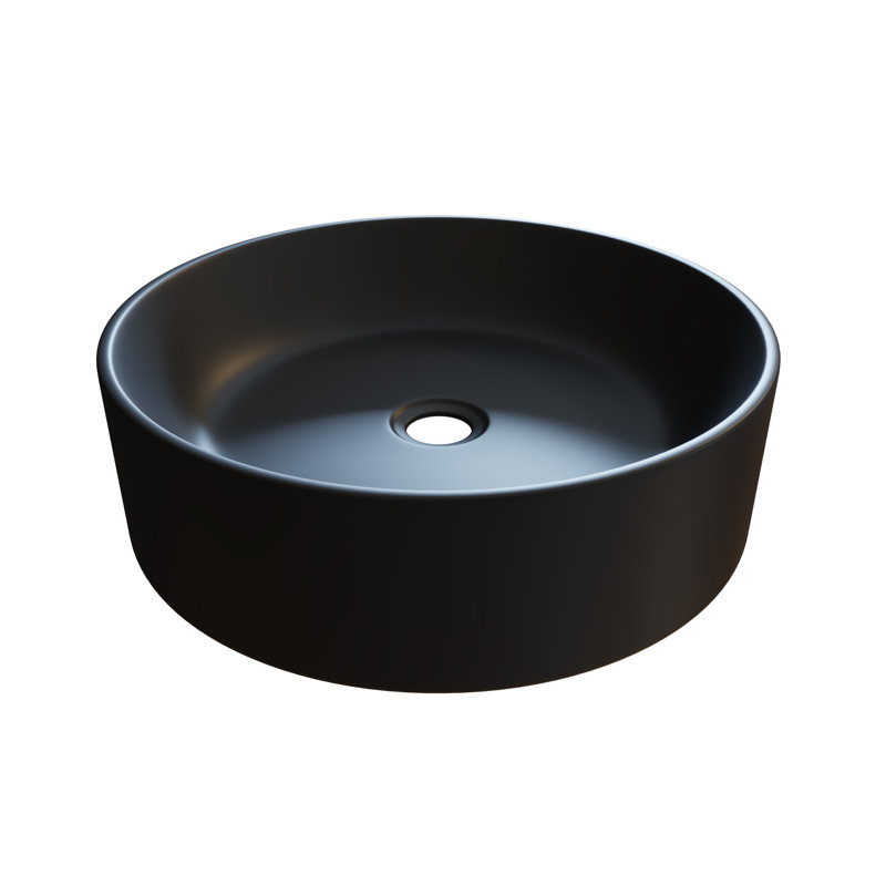 Lavabo de salle de bain vasque rond en céramique Tucana, Noir mat
