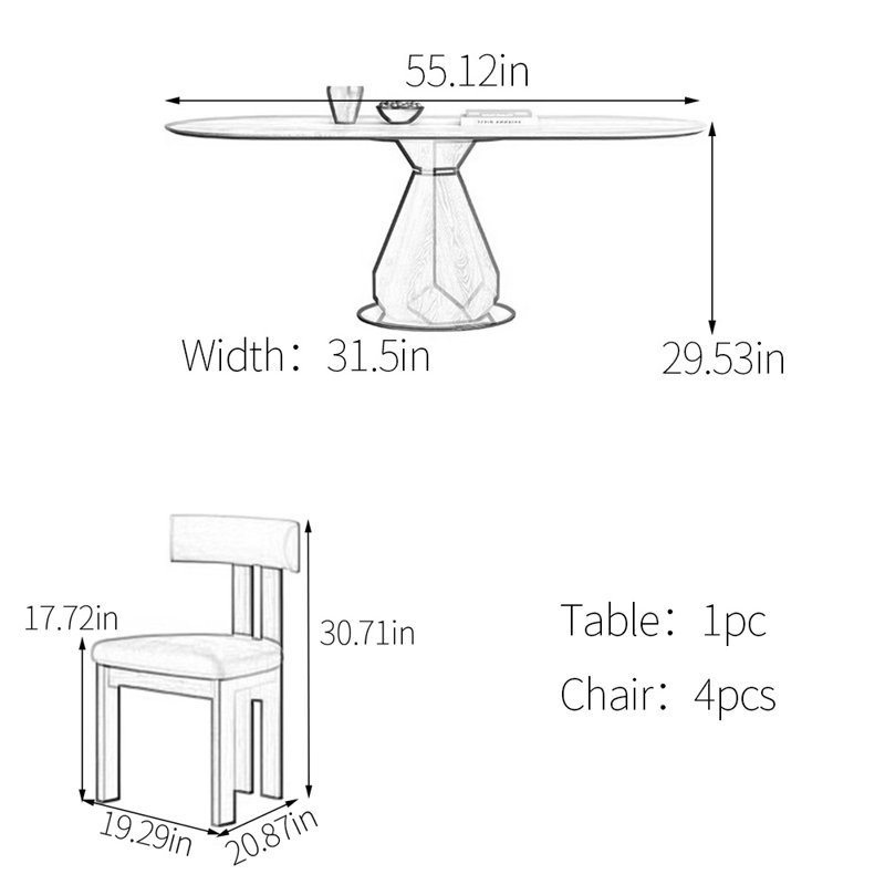 Ensemble de table de salle à manger Graceful, Noir / argenté, H 29,53 po x L 55,12 po x l 31,5 po