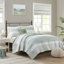 Ensemble de literie 4 pièces pour lit double/queen avec courtepointe en seersucker, style, lavable à la machine, comprend un coussin décoratif. Couette pour lit double/queen, motif botanique, rembourrage, style décoratif