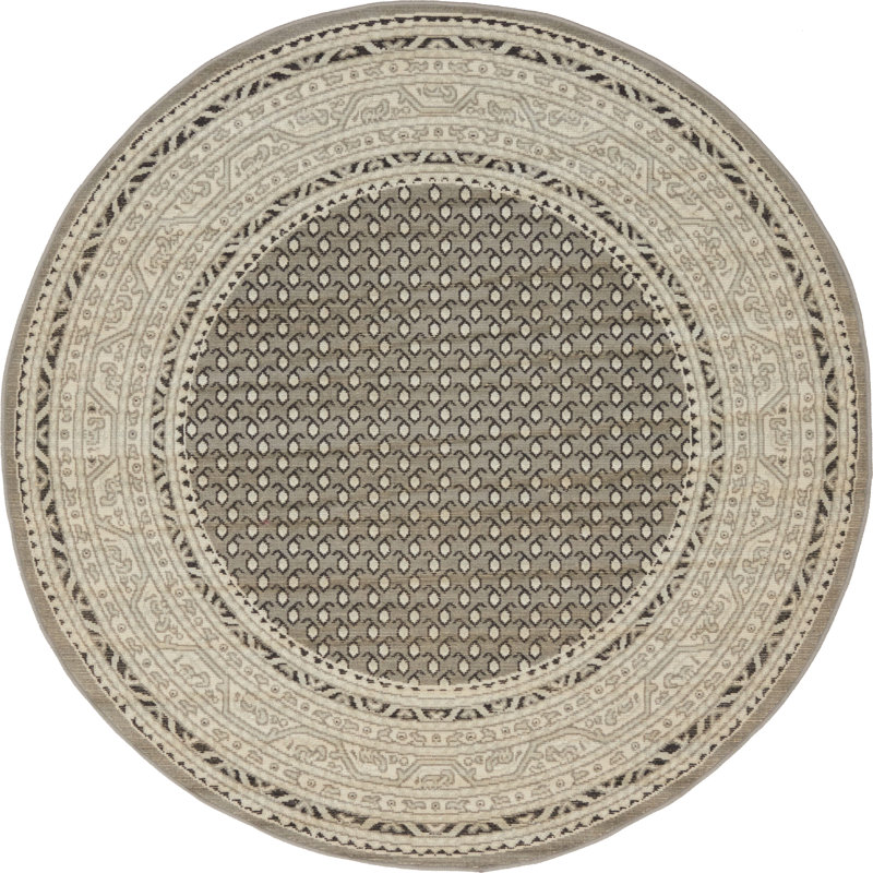 Swinson Geometric Area Rug, Round 5'3", Gray