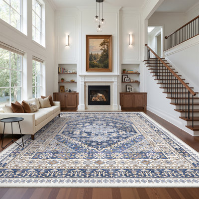Malaika Machine-Washable Non-Slip Medallion Area Rug 