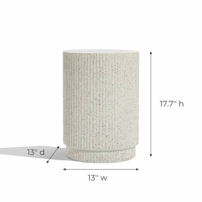 Table d'appoint ronde ivoire en ciment blanc pour l'extérieur