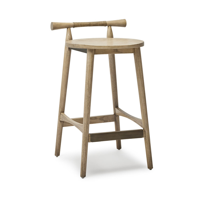 Madeira Upholstered Stool with Solid Wood Frame, Washed Taupe