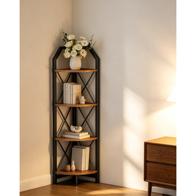 Tablettes d'angle, étagères de coin de style industriel, étagères de rangement d'angle, étagères de présentation de plantes, étagères de bibliothèque appropriées pour les chambres à coucher, les salons et les bureaux à domicile,