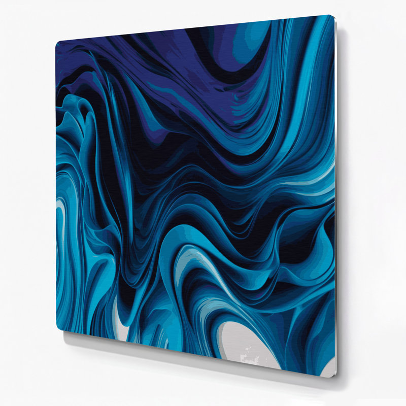 Art mural en métal dégradé abstrait bleu 47, H 12 po x l 12 po