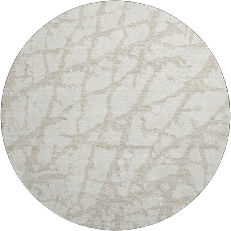 Tapis ivoire Prisco lavable à la machine de qualité supérieure, Rond 8 pi