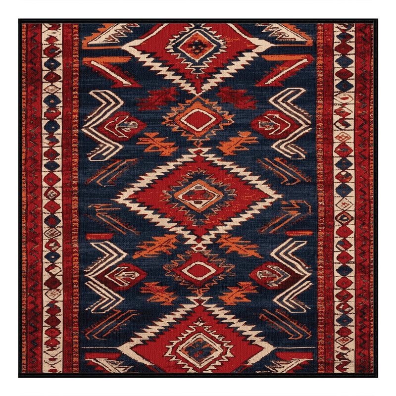 Tapis turc noir lavable à la machine, Carré 3 pi
