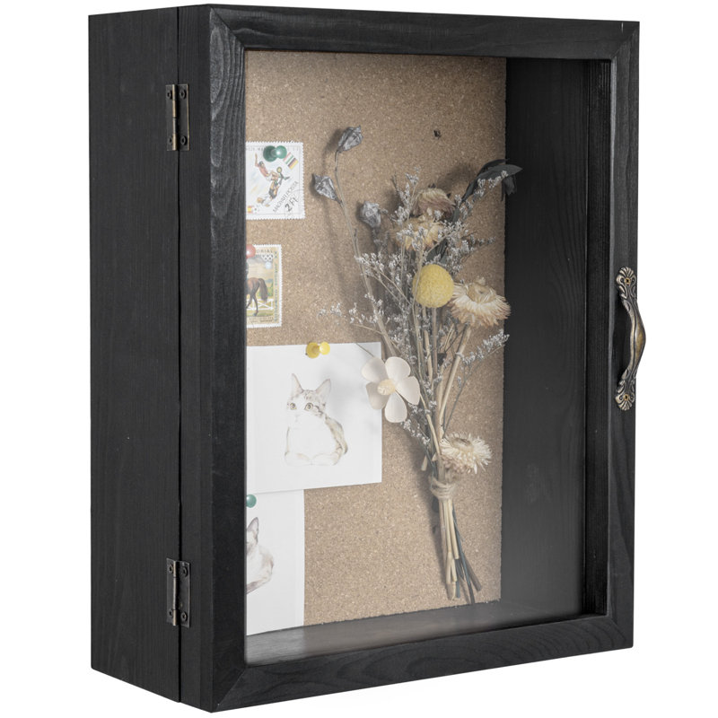 Cenedra Wall Mounted Picture Frames with Cork Board Backing, Black