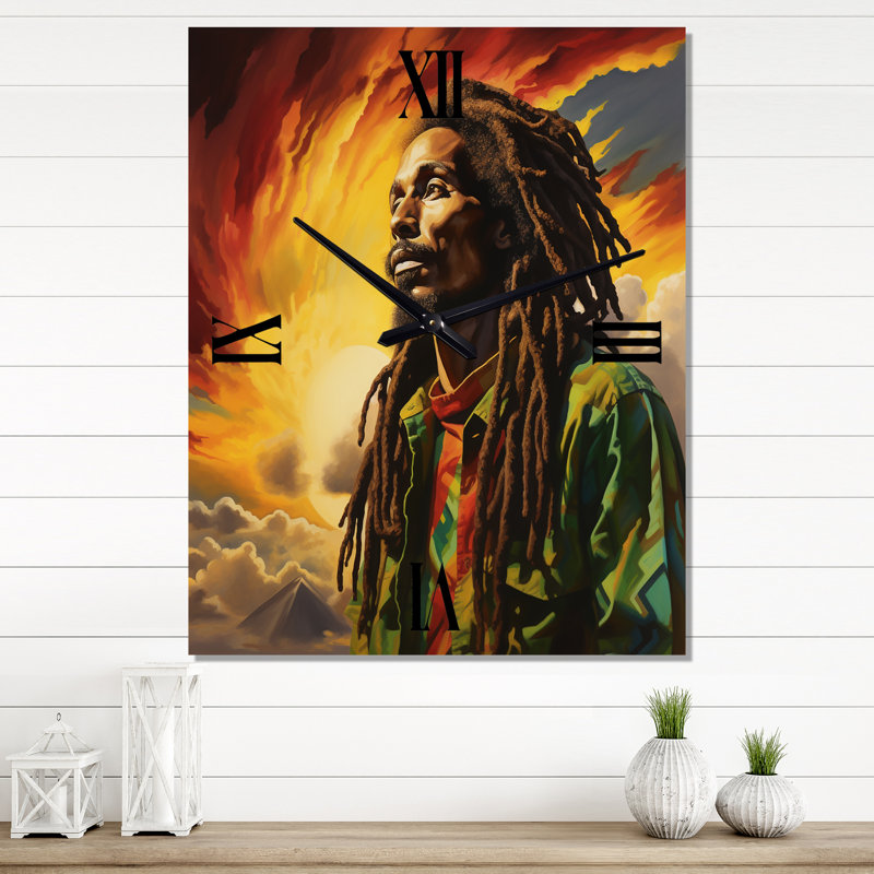 Reggae Tribute To Bob Marley - Horloge murale de yoga surdimensionnée, Petit