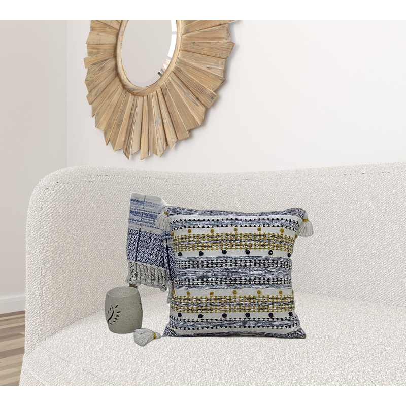 Tassels Cotton Blend Throw Pillow