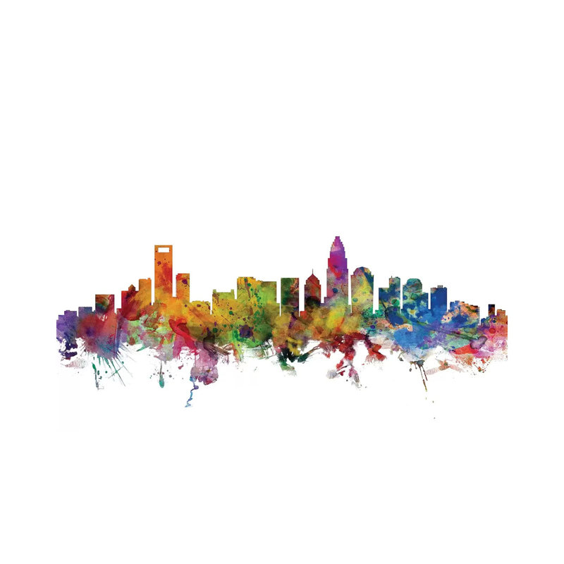Charlotte, North Carolina Skyline by Michael Tompsett - Wrapped Canvas Gallery-Wrapped Canvas Giclée, 20.32 cm H x 30.48 cm W