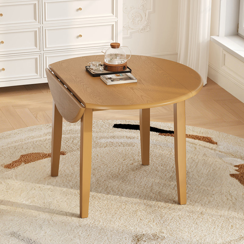 Table de salle à manger extensible ronde pour 2 à 4 personnes, table de salle à manger pliante en bois avec taille réglable, conception peu encombrante pour les petits appartements et les salles à manger - Brun clair