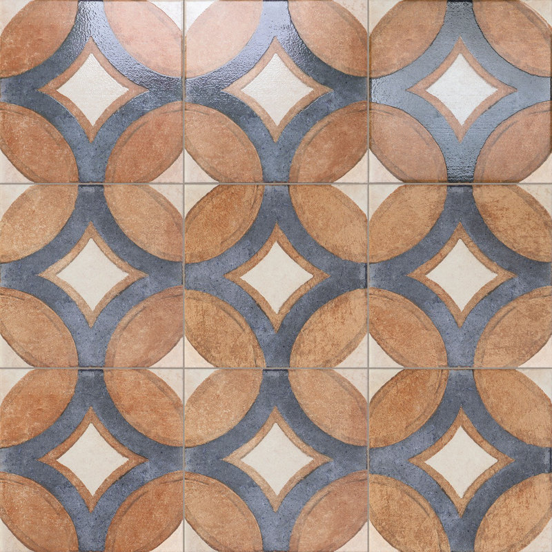 Angela Harris Mediterra 7.87 In. X 7.87 In. Matte Porcelain Floor And Wall Tile (10.76 Sq. Ft. / Case) , Circles Cotta