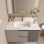Comptoir de meuble-lavabo en marbre de 37 po, comptoir blanc avec 1 trou pré-percé, comptoir de salle de bain avec lavabo central encastré rectangulaire et dosseret de 4 po de hauteur