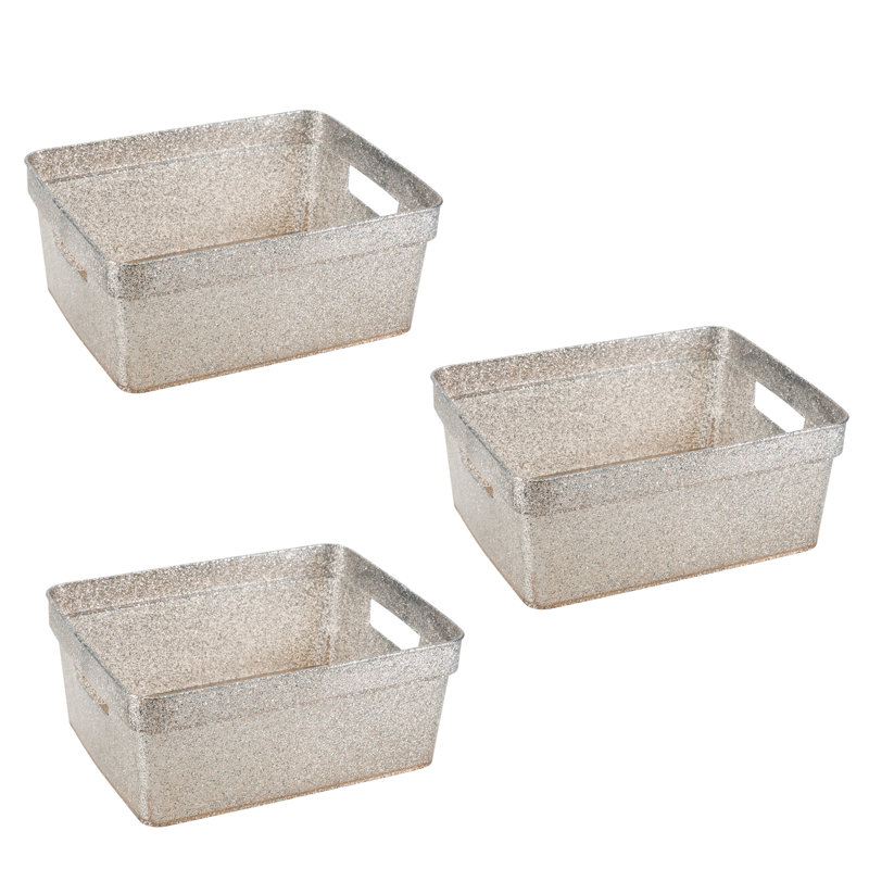 Ensemble de 3 bacs en plastique Everly Quinn, Argent