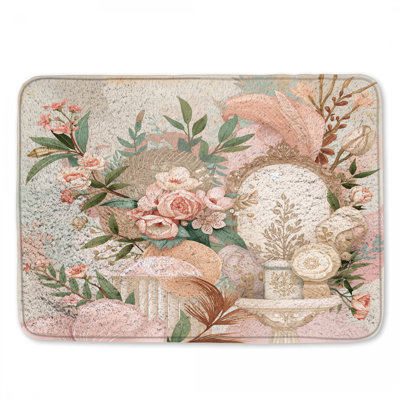 Elegant Floral Arrangement Bath Mat