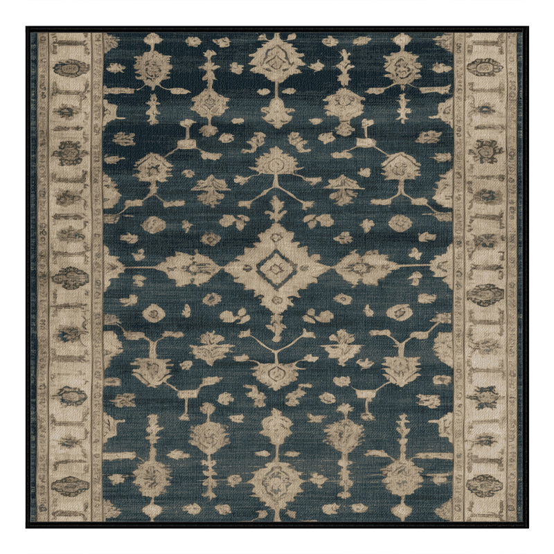 Machine Washable Overdyed Black Area Rug, Square 7'