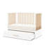 HushCrib 3-in-1 Convertible Crib with Trundle, Toddler Bed, Daybed, White / Natural