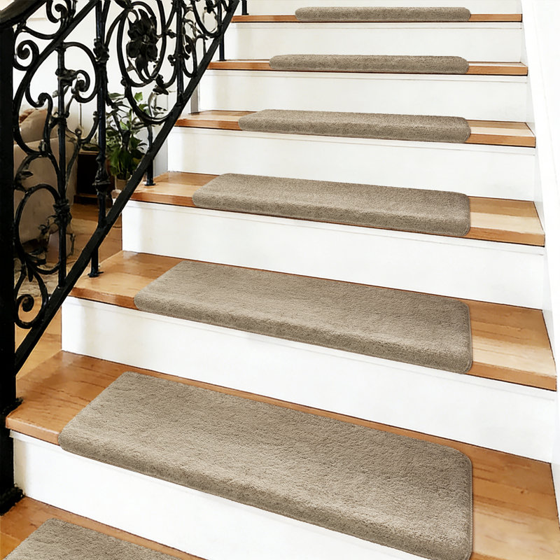 Tapis d'escalier intérieur antidérapant Scarlettrose, Gris crème, 14