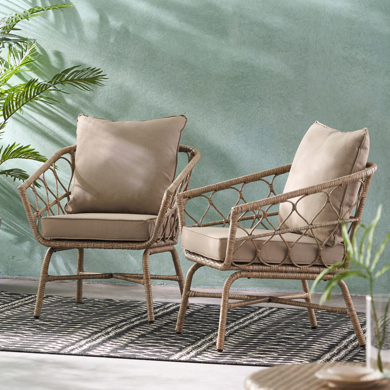Style Outdoor Seating - , Upholstery, 28.45"W X 27.05"D 29.01"H, Assembly Required With Woven Spill- 27.05"W 28.45"D Included