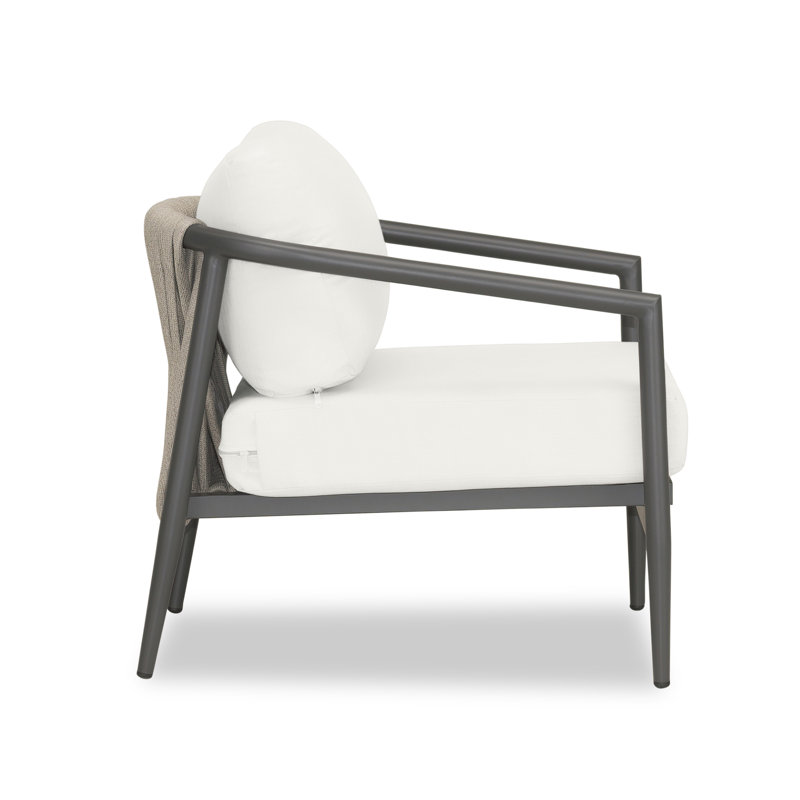 Delaine Powder Coated Aluminum Outdoor Lounge Chair , Sunbrella® Cushions Included, Slate, Canvas Natural Sunbrella® Canvas