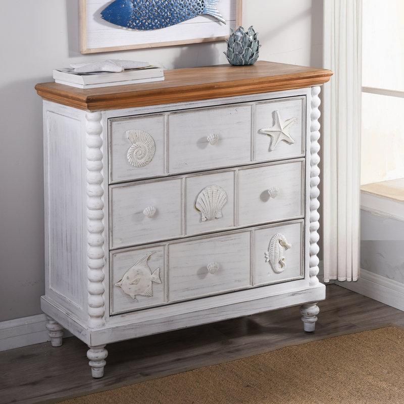 Commode anglaise à 3 tiroirs Massasoit - blanc / brun