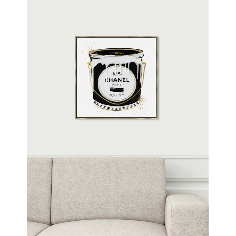 « Fashion Paint Noir » - impression sur toile, Cadre doré, H 20 po x l 20 po