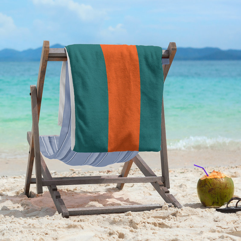 Beach Towel, Dark Aqua/Orange