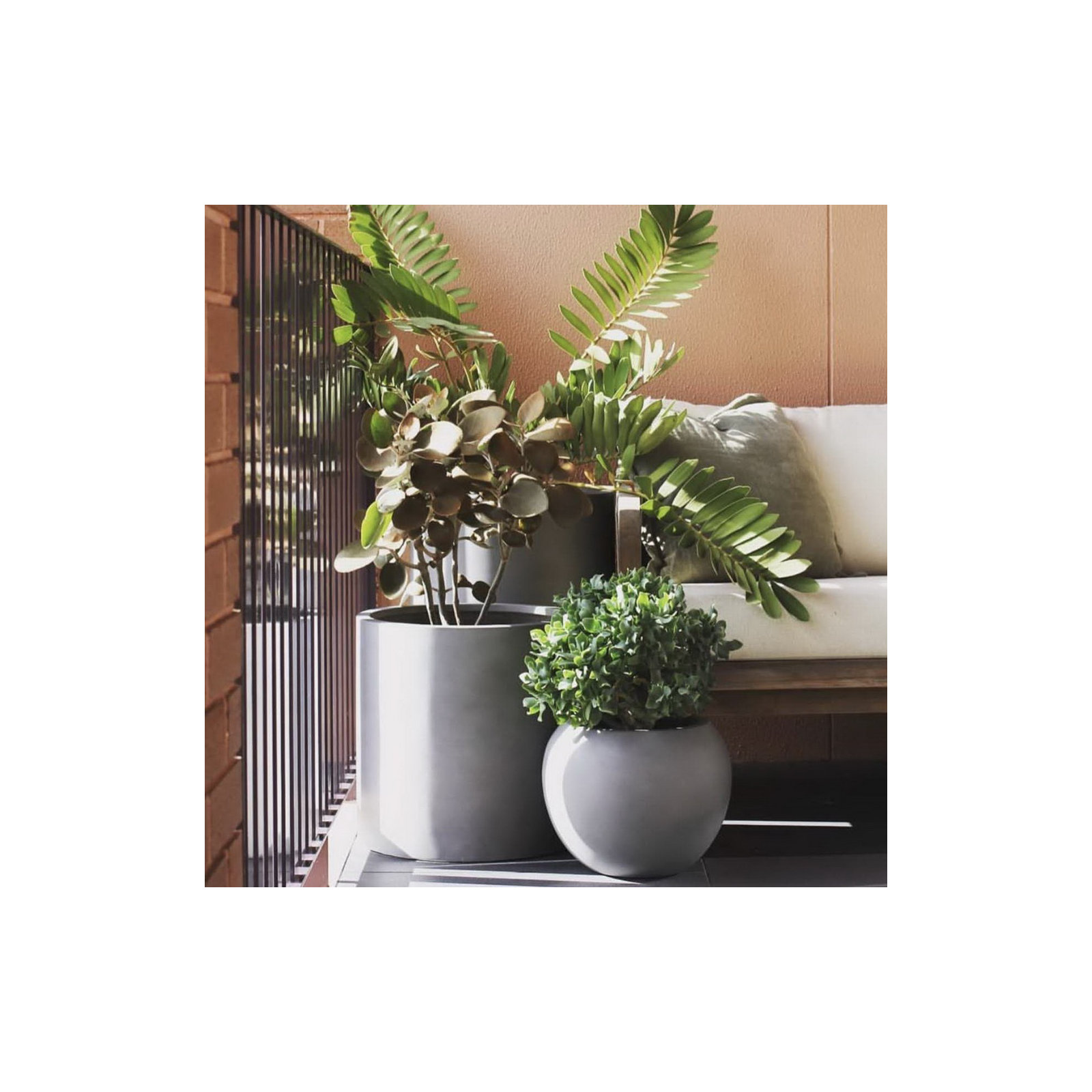 Dorlis Fiberstone Pot Planter, Gray, 10" H x 13" W x 13" D