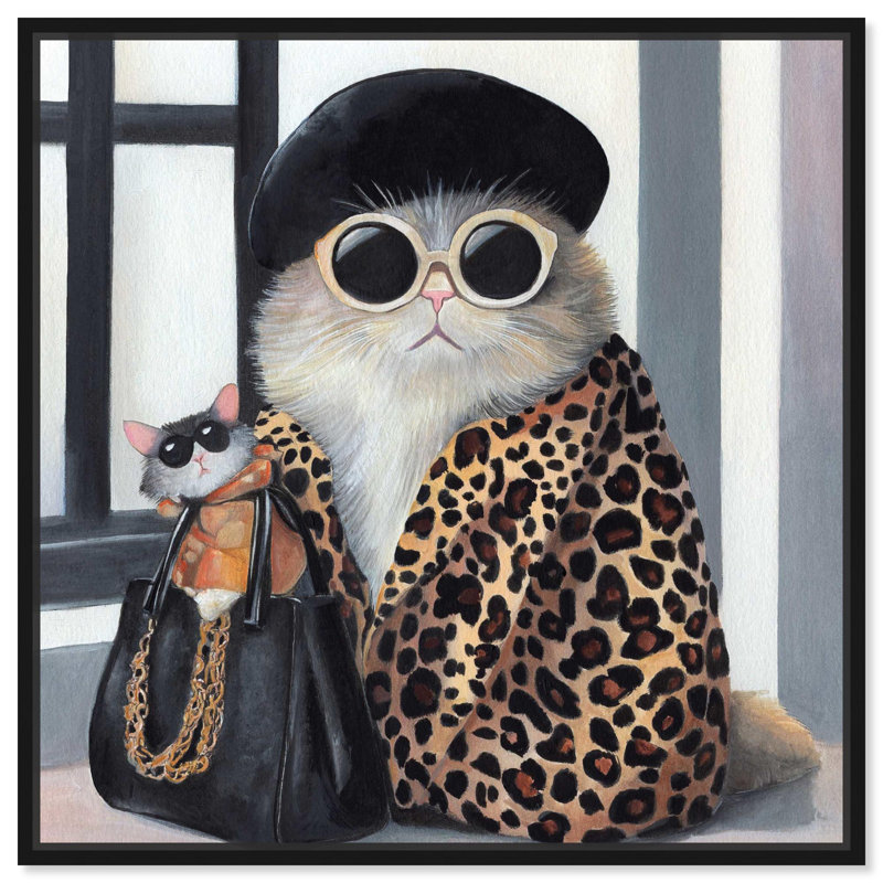 «Cat Couture Canvas» par Art Remedy, H 21 po x l 21 po x P 1,8 po, Cadre flottant noir