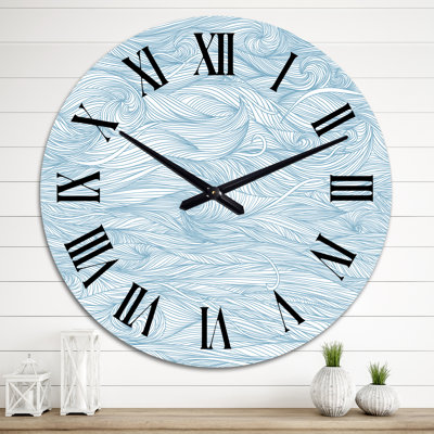 Light Blue Marble Pattern - Patterned wall clock