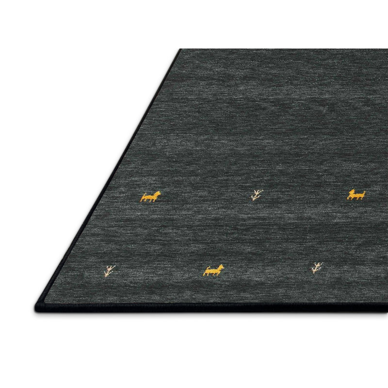 Tapis de zone vert foncé contemporain, Rectangle 4 pi x 6 pi