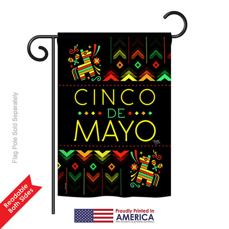 Cinco de secolza et de polyester de 2 côtés 19 po de mayo drapeau de jardin