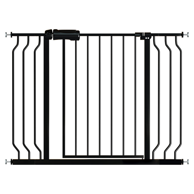 Barrière de sécurité extra large à fermeture automatique pour animaux de compagnie - fixée à la pression, réglable de 33,9 po à 43,3 po - noire pour portes / escaliers, résistante aux animaux de compagnie