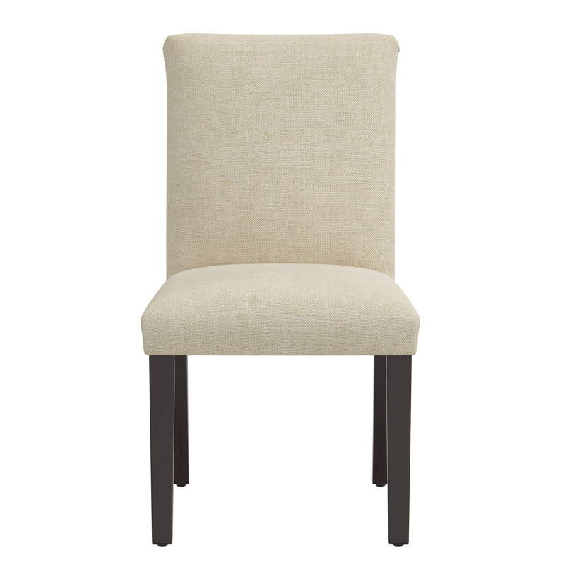 Chaise d'appoint rembourrée Benson, Lin grès classique, Bois naturel