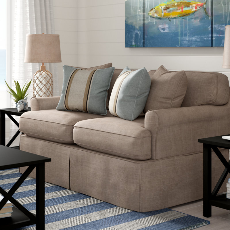 Wesham 60'' Slipcovered Loveseat, Cream Polyester Blend