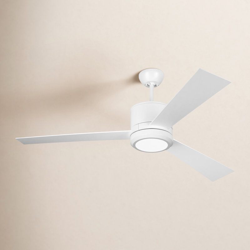 Ventilateur de plafond standard à DEL Tulsi avec télécommande et ensemble d'éclairage inclus, Blanc mat avec pales blanches