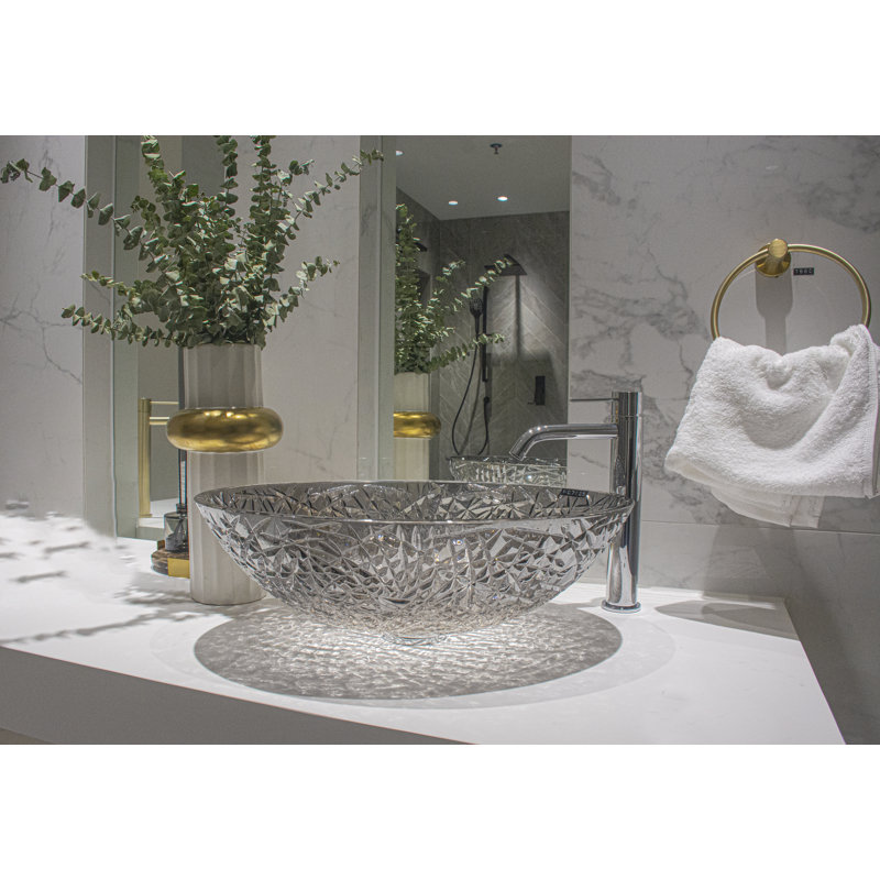 Lavabo de salle de bain ovale en verre transparent Crystalline, Gris fumé