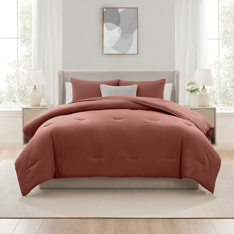  soft microfiber 3 piece comforter set with 2 pillow shams, Burnt Sienna, Full Comforter + 2 Standard Shams