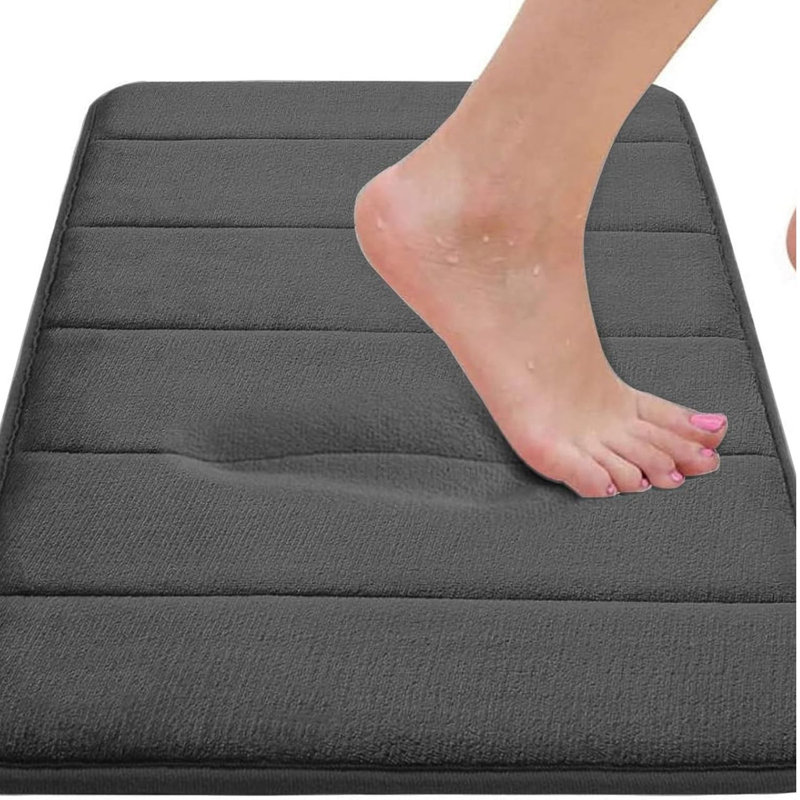 Ensemble de 3 tapis de salle de bain en mousse viscoélastique gris foncé