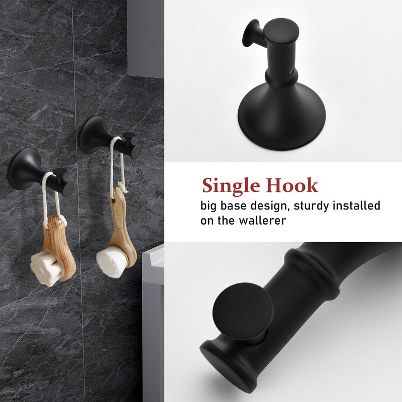 6 - Piece Bathroom Hardware Set, Matte Black, 3" H x 22" W x 3" D