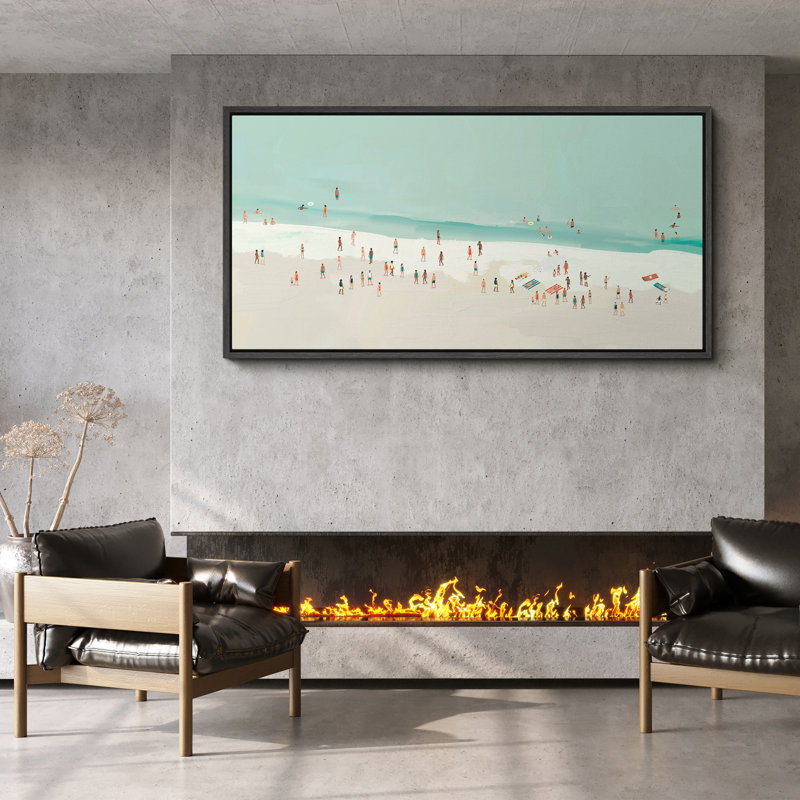 «Relaxing Summer Beach - Impression sur toile encadrée surdimensionnée», Noir, noir, noir, noir, H 30 po x l 60 po