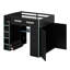 Lit mezzanine double en bois avec bureau, garde-robe, grand espace de rangement et lumière DEL RVB-116235822
