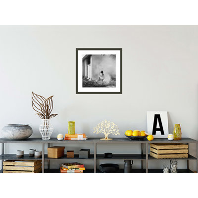 Girl Raking Leaves Into Pile by Toni Frissell -Framed Giclee Print