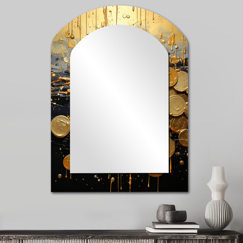 Argent Magic Popart I - miroir mural décoratif Popart Arch, grand miroir asymétrique doré, impression sur métal