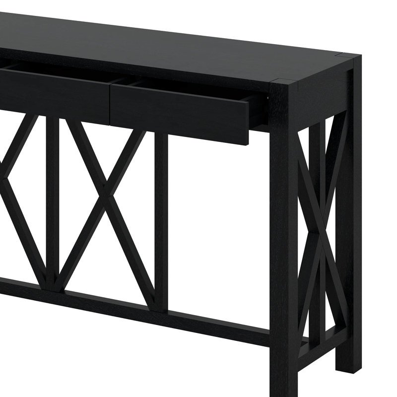 Console avec 4 tiroirs spacieux et rangement ouvert, Noir