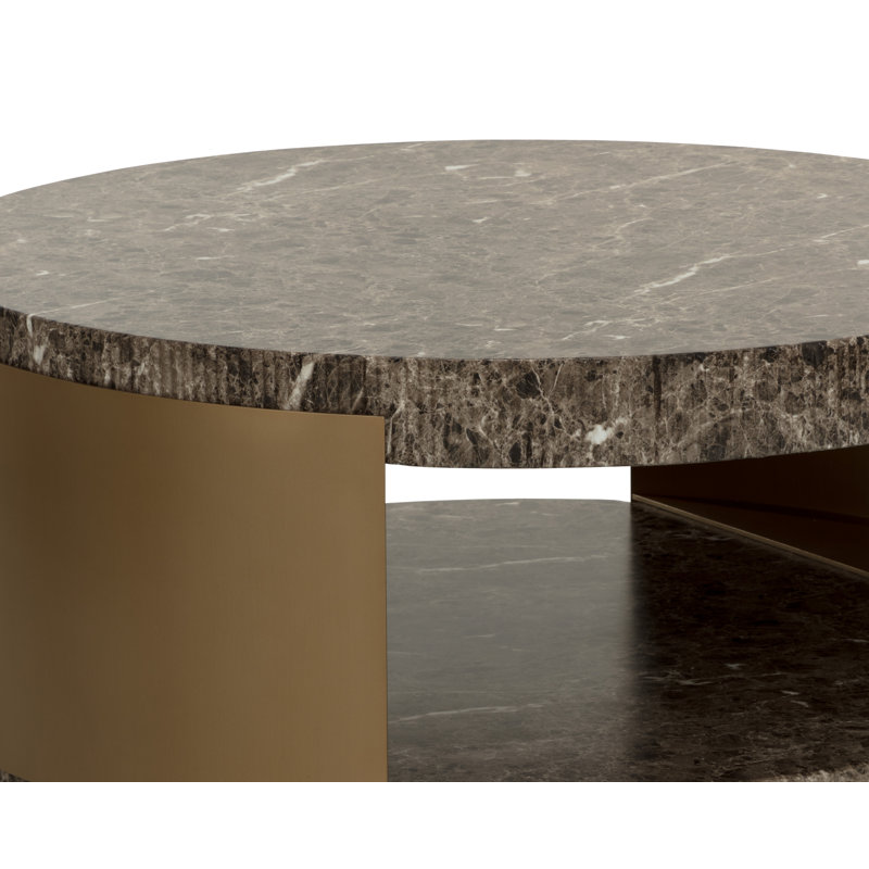 CAVETTE COFFEE TABLE - MARBLE LOOK - DARK EMPERADOR, 16" H x 38" W x 38" D